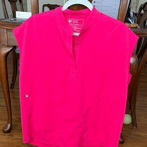 Figs Professional Rafaela Collar Sleeveless Blouse in Hot Pink